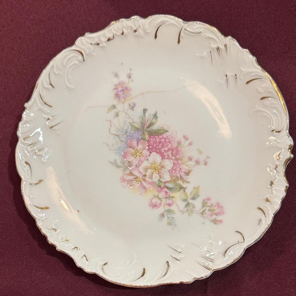 Vintage Floral Pink and White 8” Plate - Bavarian Porcelain